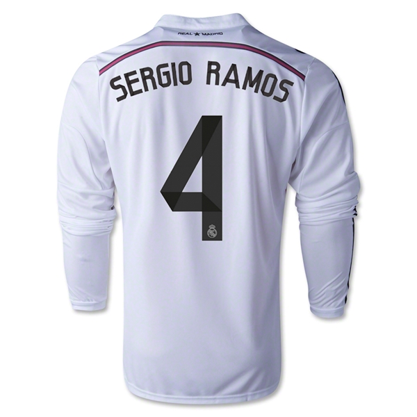Real Madrid 14/15 SERGIO RAMOS #4 LS Home Soccer Jersey